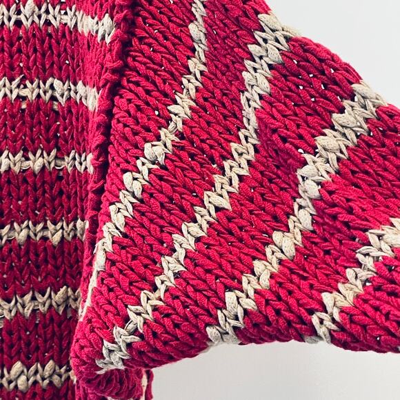 Free People Loose Knit Crochet Sweater - Women Size Small - Maroon and Gray - Picture 4 of 6